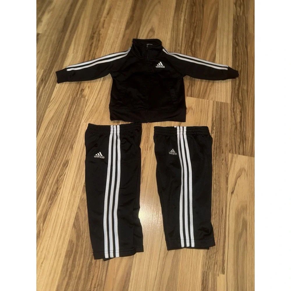 Adidas Infant 9M 9 Months Tracksuit Set Outfit Black‎ White